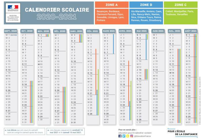 Calendrier Scolaire 2021 Lyon Dates des vacances scolaires 2020   2021