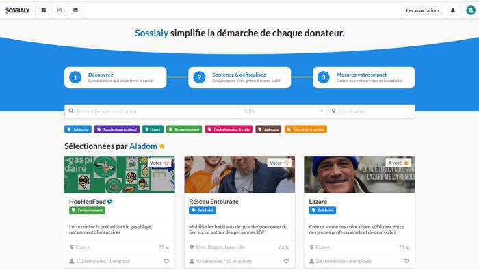 Illustration de l'article Aladom utilise Sossialy pour soutenir des associations