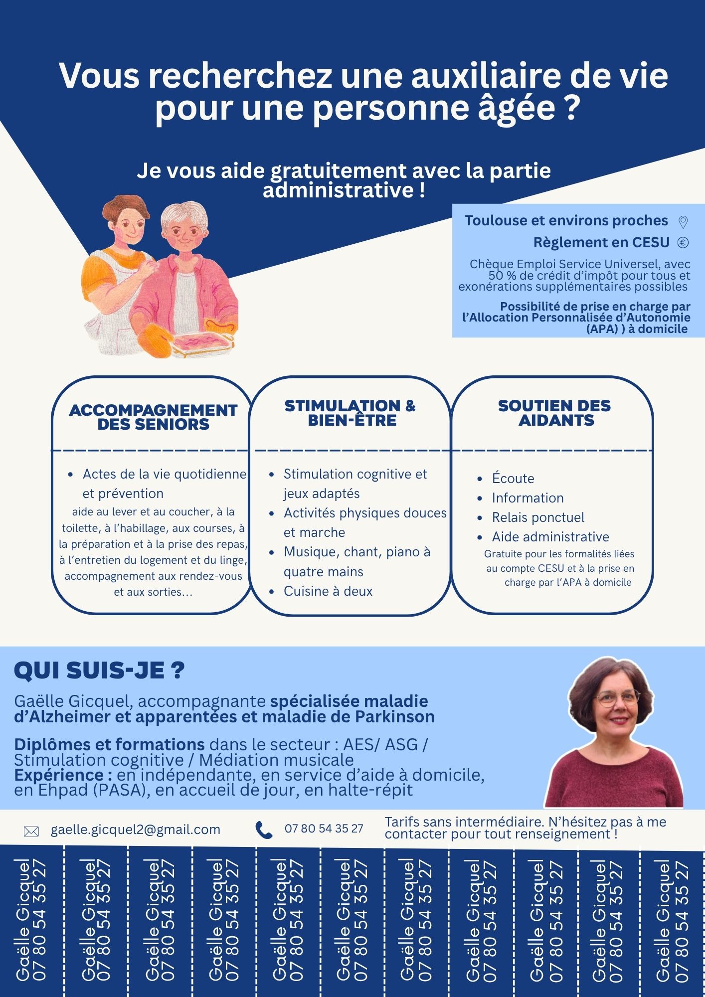 illustration Auxiliaire de vie sur Toulouse et et environs spécialisée maladies d' Alzheimer et de Parkinson