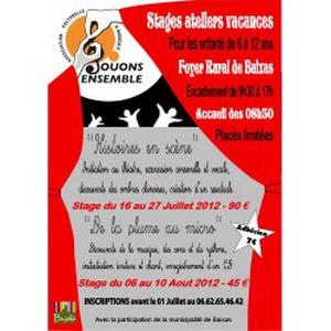 Stages créatifs théatre et musique en juillet et aout à Baixas